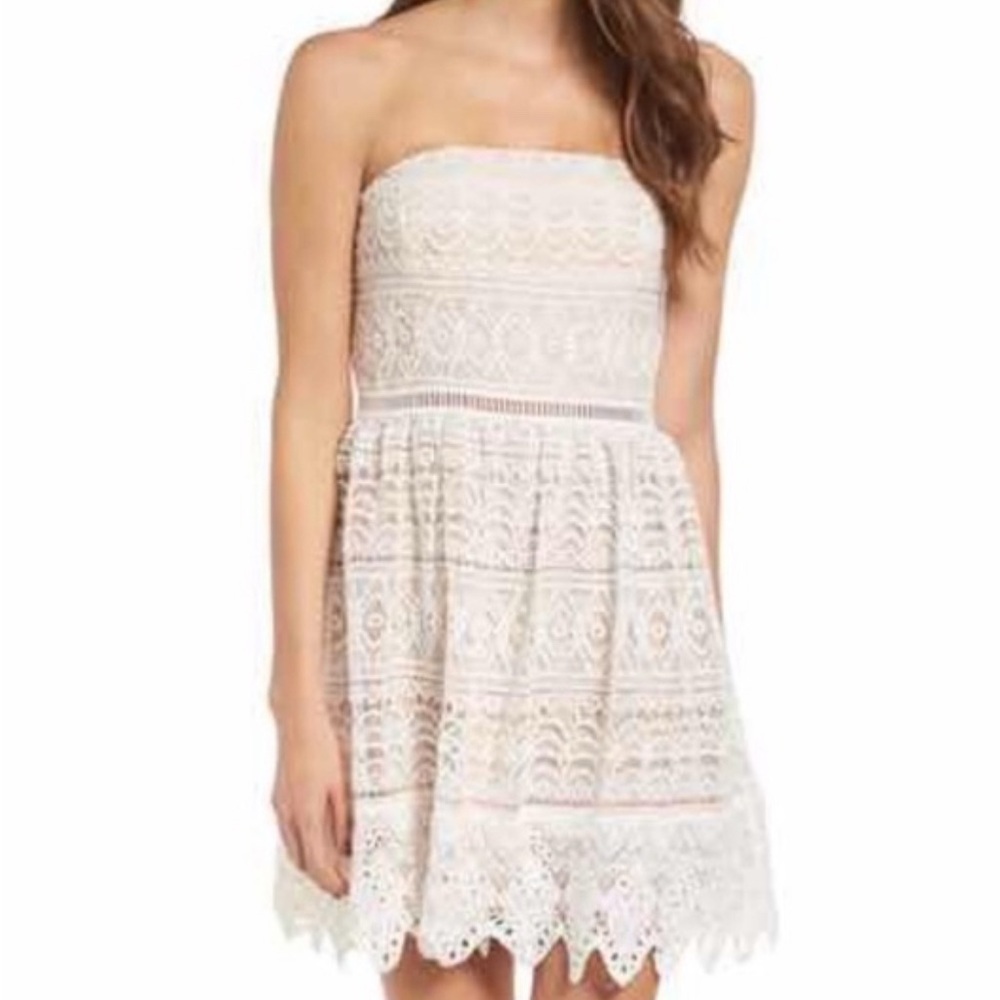 Socialite White Lace Overlay Dress